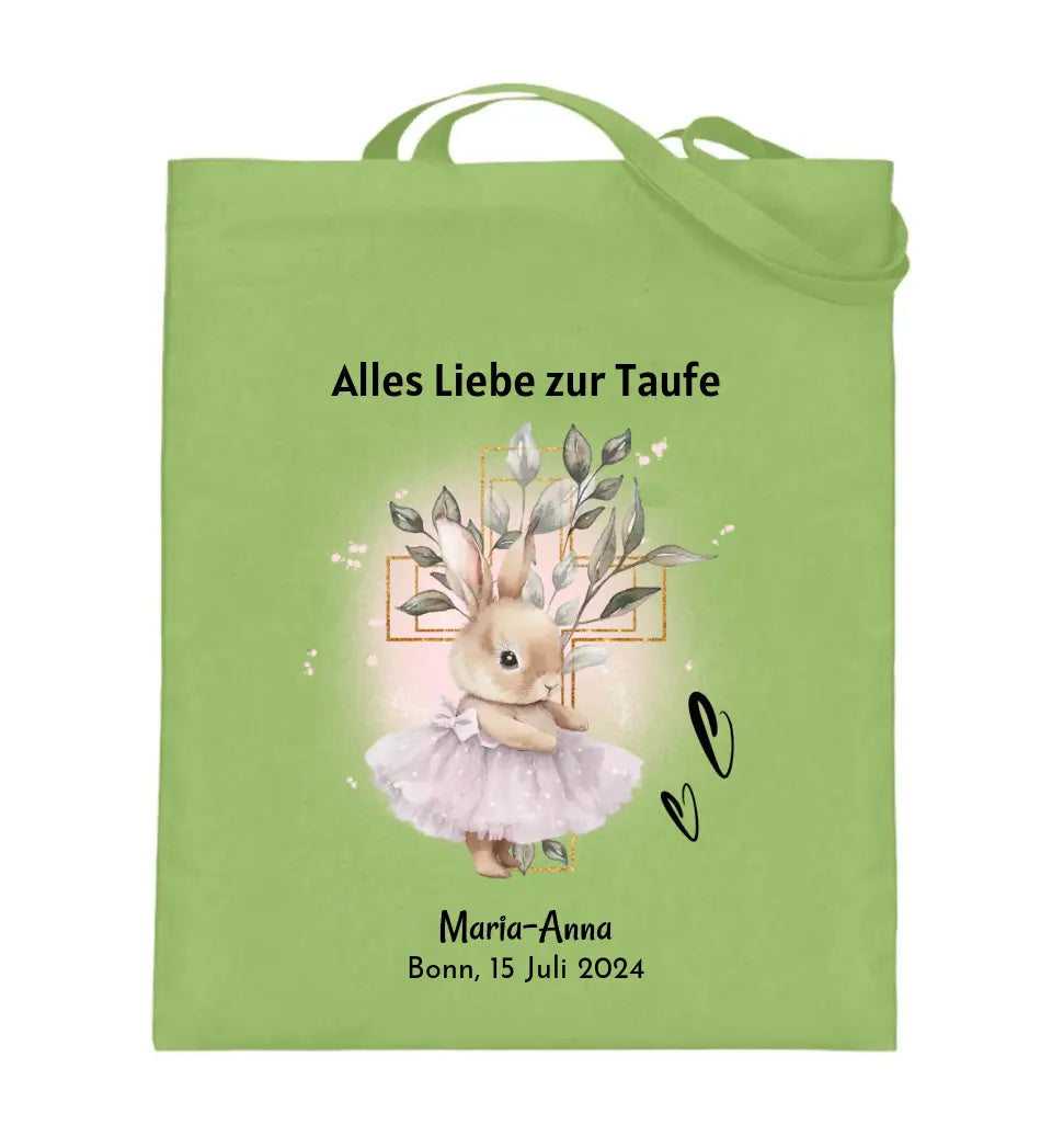 Taufe Mädchen Jutebeutel mit Name & Datum - Cantty
