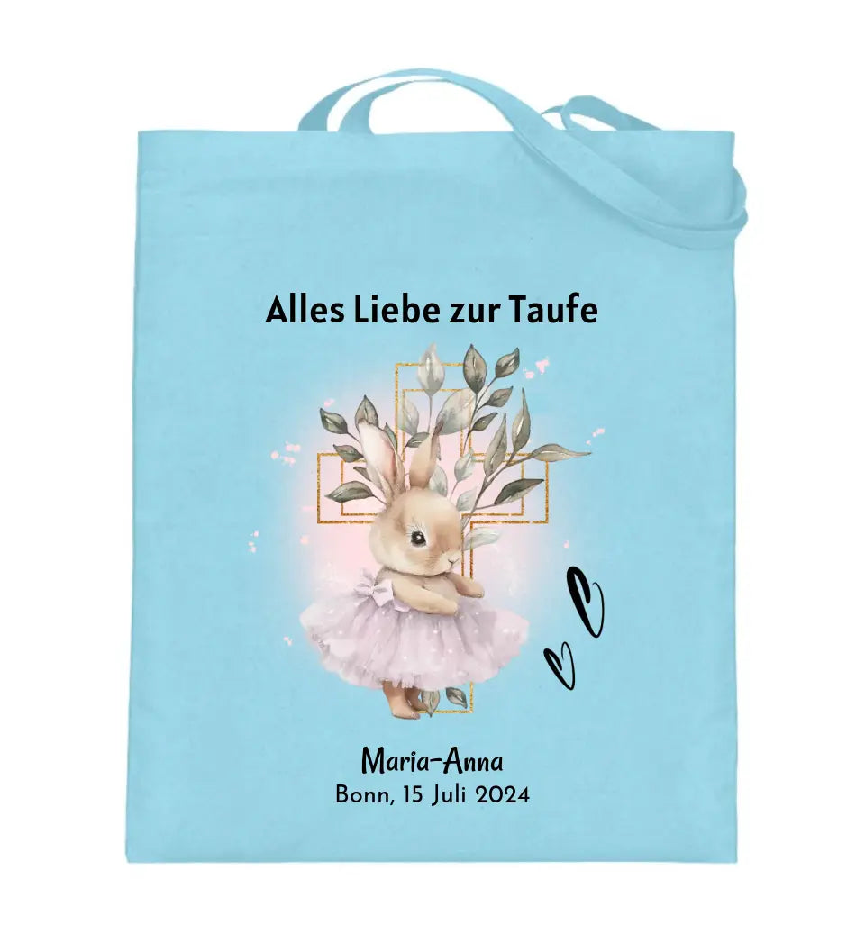 Taufe Mädchen Jutebeutel mit Name & Datum - Cantty