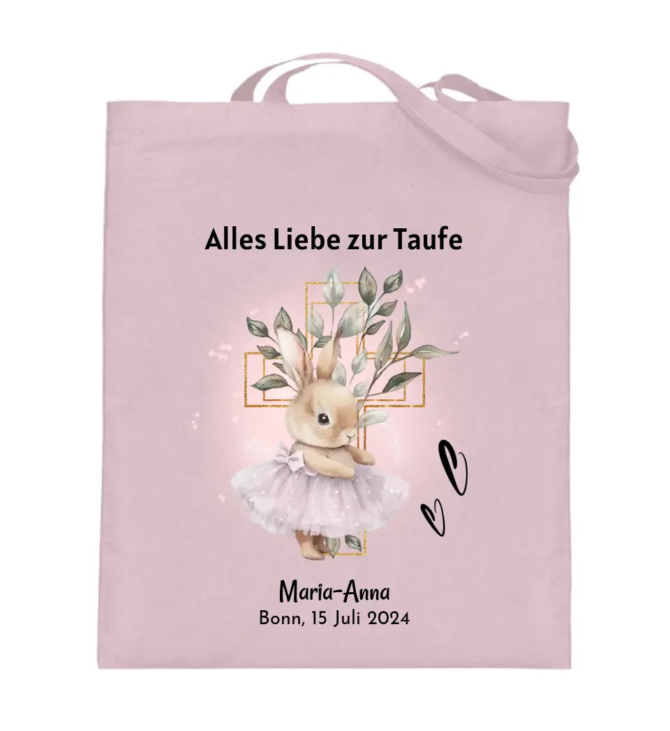 Taufe Mädchen Jutebeutel mit Name & Datum - Cantty