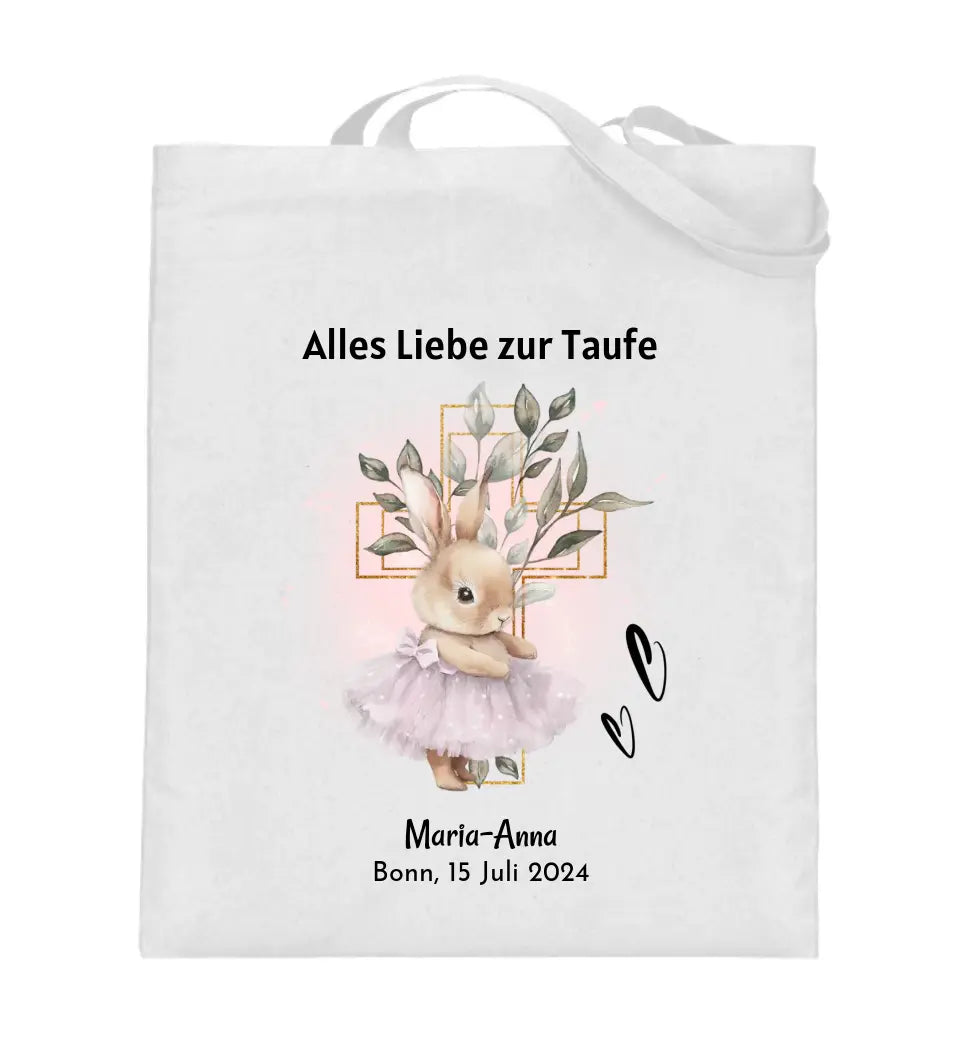 Taufe Mädchen Jutebeutel mit Name & Datum - Cantty