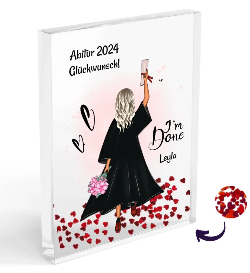 Abitur Acrylglas Geschenk für Mädchen selber gestalten - Cantty