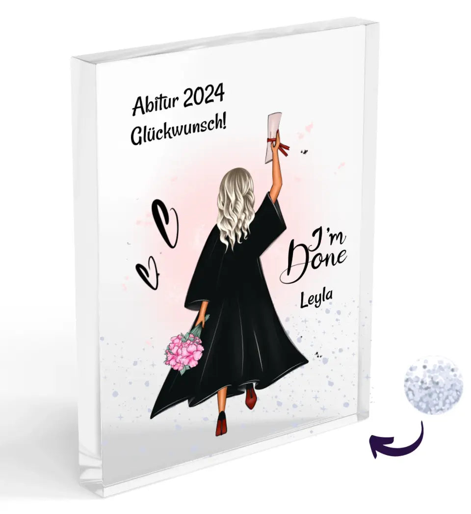 Abitur Acrylglas Geschenk für Mädchen selber gestalten - Cantty