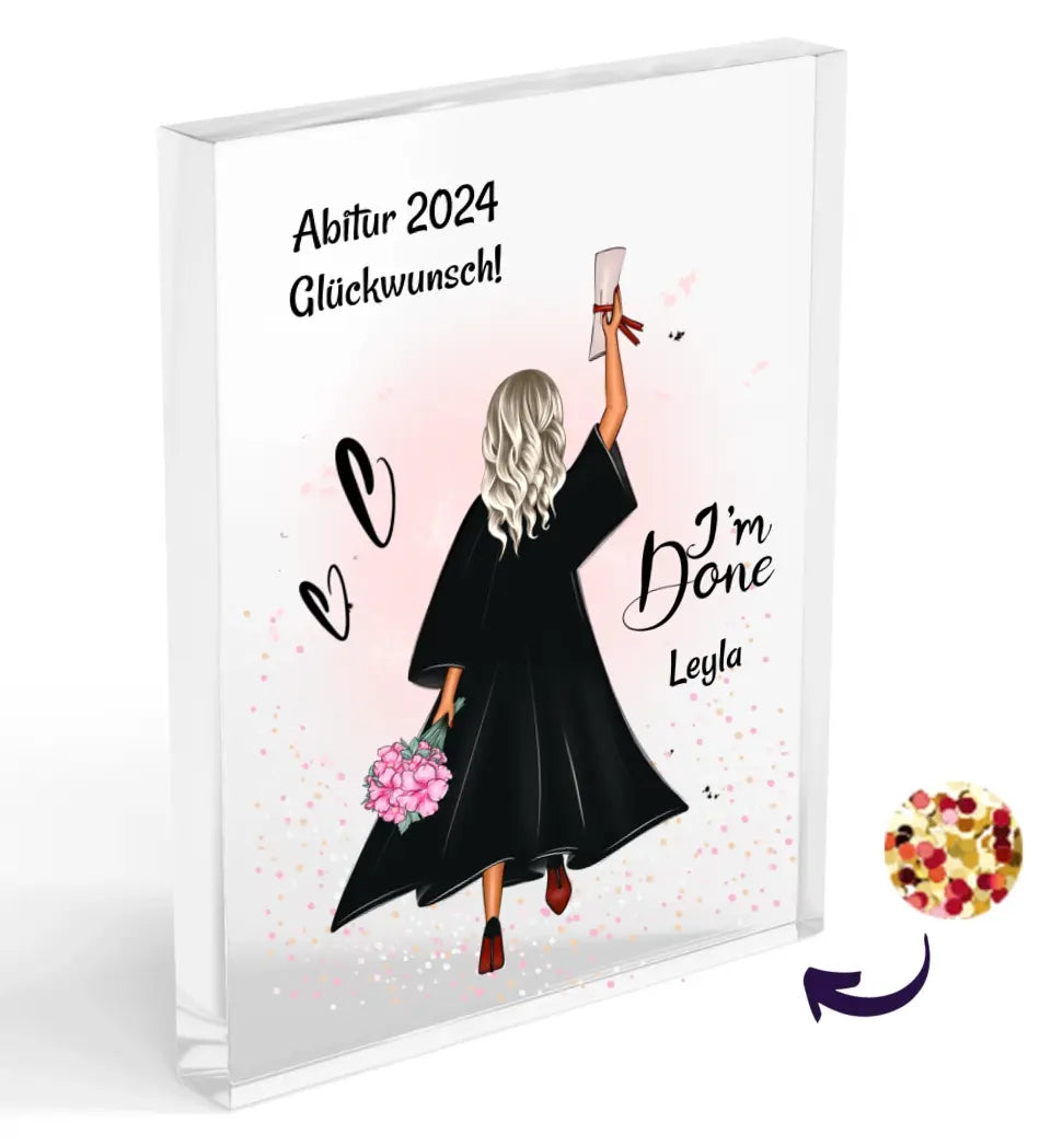 Abitur Acrylglas Geschenk für Mädchen selber gestalten - Cantty