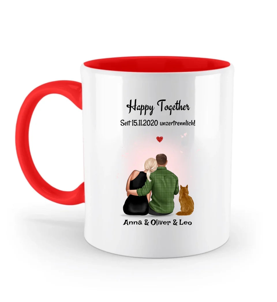 Tasse Paar mit Katze Geschenk personalisiert - Cantty