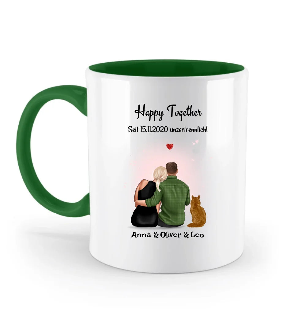Tasse Paar mit Katze Geschenk personalisiert - Cantty