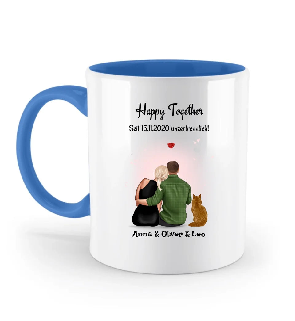Tasse Paar mit Katze Geschenk personalisiert - Cantty