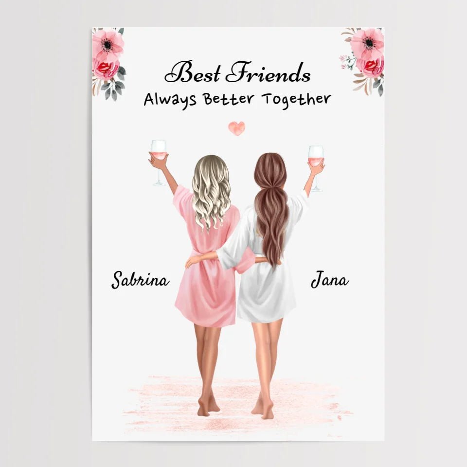 Personalisiertes JGA Poster für Brautjungfer, Trauzeugin & Braut – Einzigartiges Freundinnen - Geschenk - Cantty