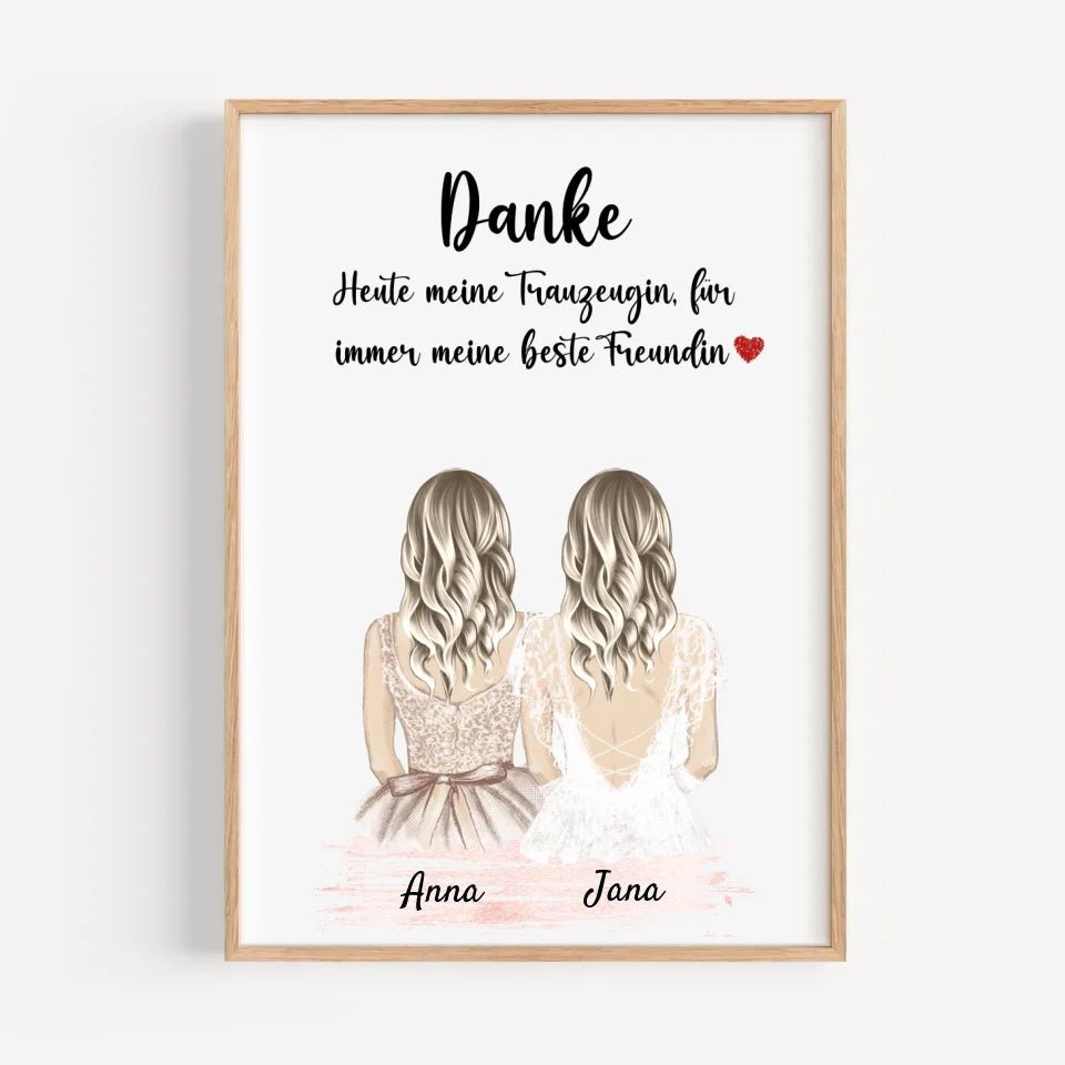 Trauzeugin Danke Poster Geschenk personalisiert - Cantty