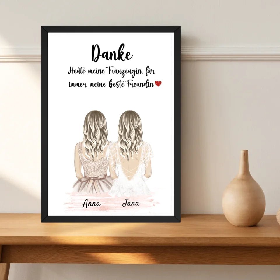 Trauzeugin Danke Poster Geschenk personalisiert - Cantty