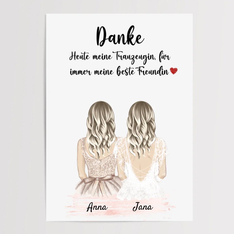 Trauzeugin Danke Poster Geschenk personalisiert - Cantty