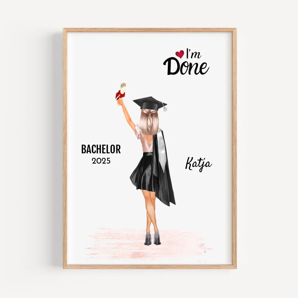 Bachelor & Master Abchluss Poster Frau Geschenk personalisiert - Cantty