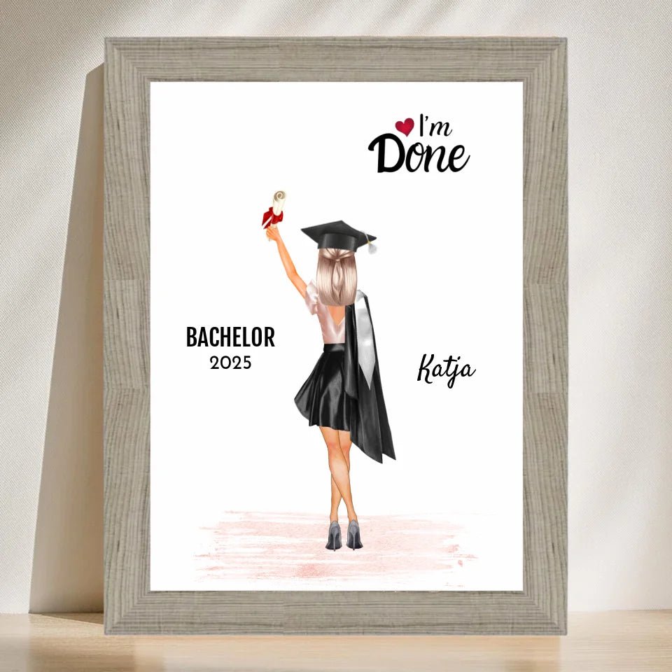 Bachelor & Master Abchluss Poster Frau Geschenk personalisiert - Cantty