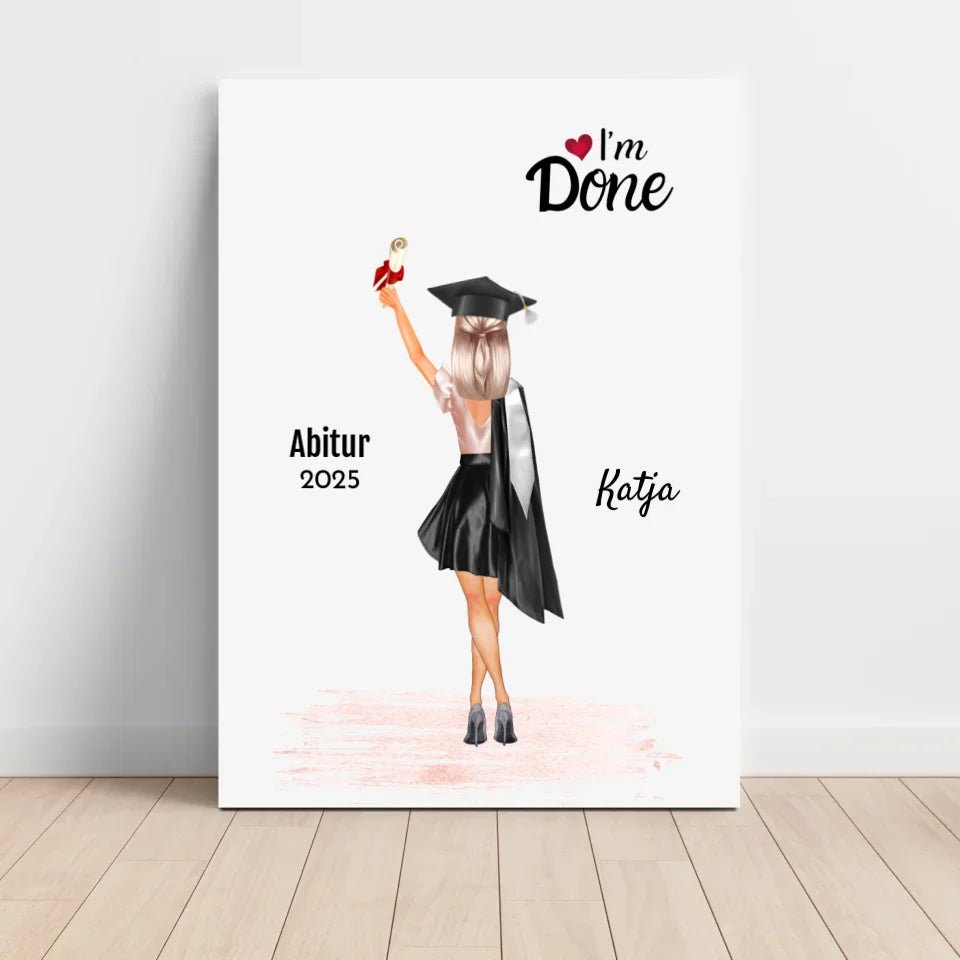 Abitur Abschluss Bild Geschenk personalisiert für Mädchen - Cantty
