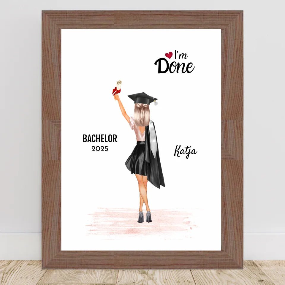 Bachelor & Master Abchluss Poster Frau Geschenk personalisiert - Cantty