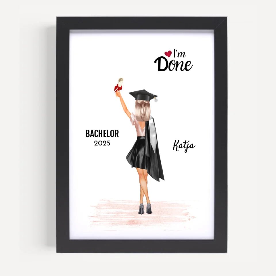 Bachelor & Master Abchluss Poster Frau Geschenk personalisiert - Cantty