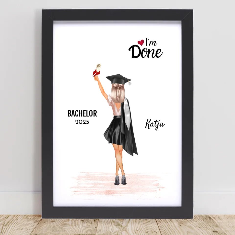 Bachelor & Master Abchluss Poster Frau Geschenk personalisiert - Cantty