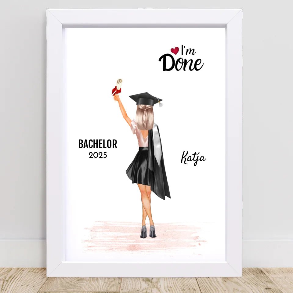 Bachelor & Master Abchluss Poster Frau Geschenk personalisiert - Cantty
