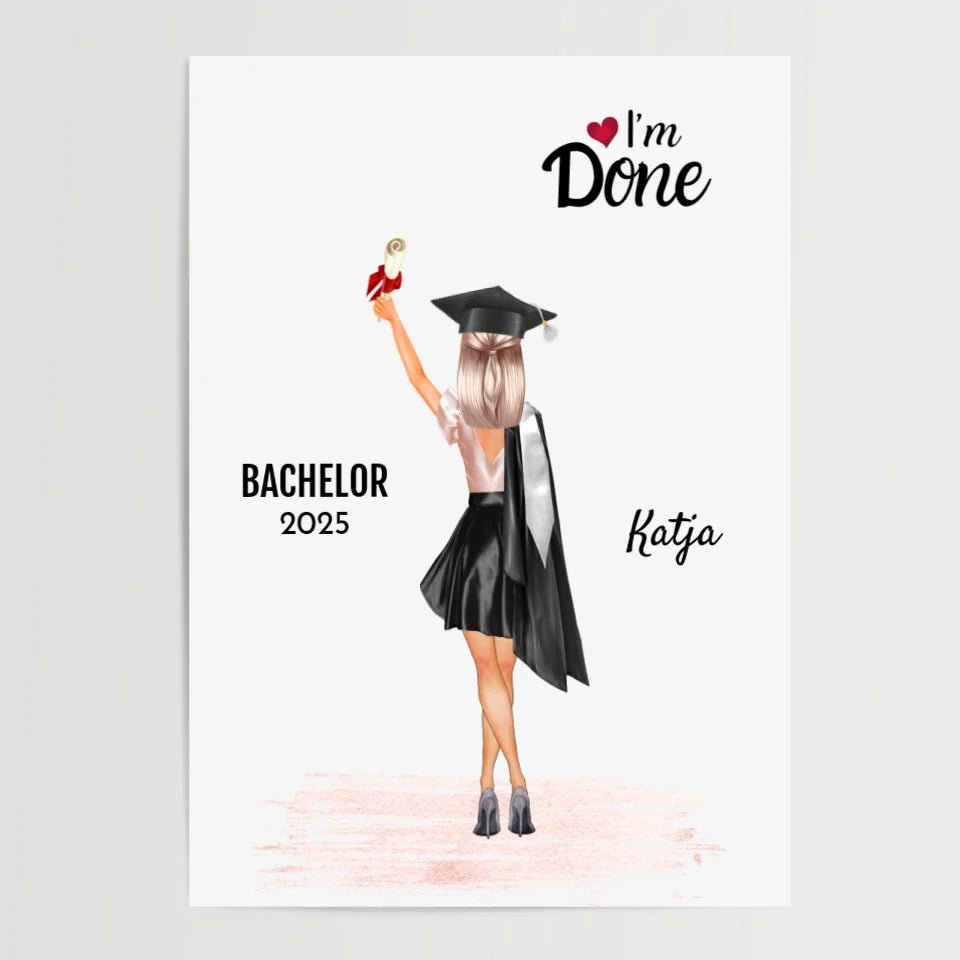 Bachelor & Master Abchluss Poster Frau Geschenk personalisiert - Cantty