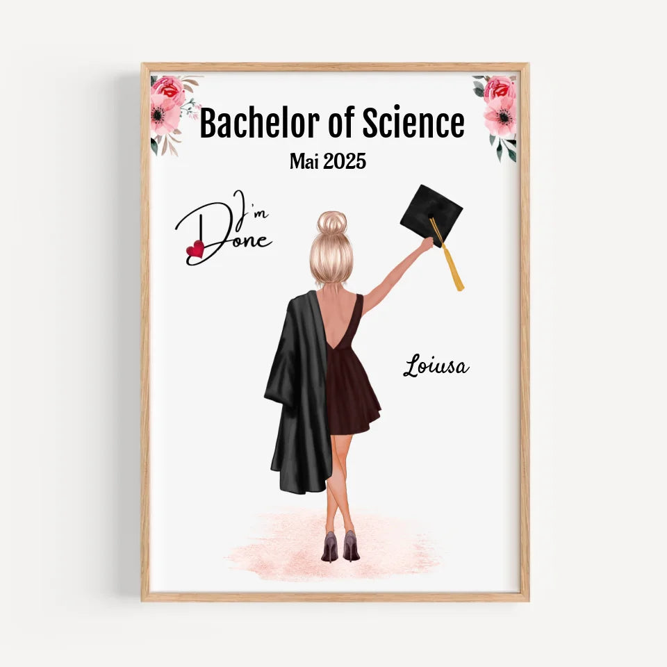 Bachelor Abschluss Geschenk für Frau Bild personalisiert - Cantty
