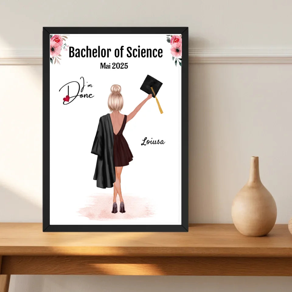 Bachelor Abschluss Geschenk für Frau Bild personalisiert - Cantty