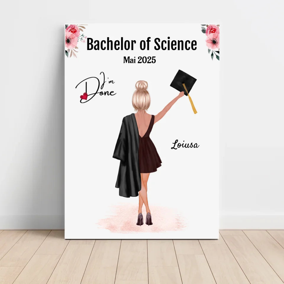 Bachelor Abschluss Geschenk für Frau Bild personalisiert - Cantty