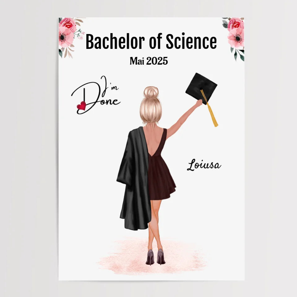 Bachelor Abschluss Geschenk für Frau Bild personalisiert - Cantty