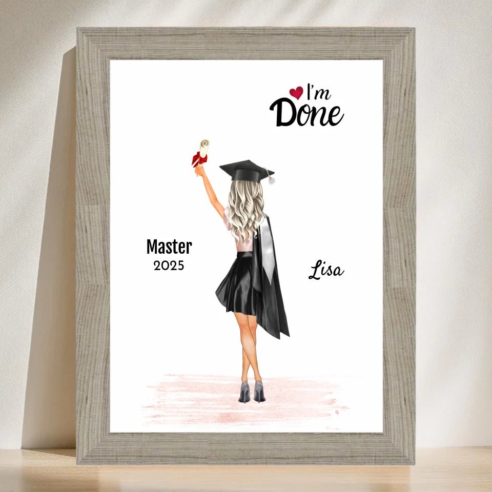 Master Abschluss Geschenk Poster für Frau Mädchen personalisiert - Cantty