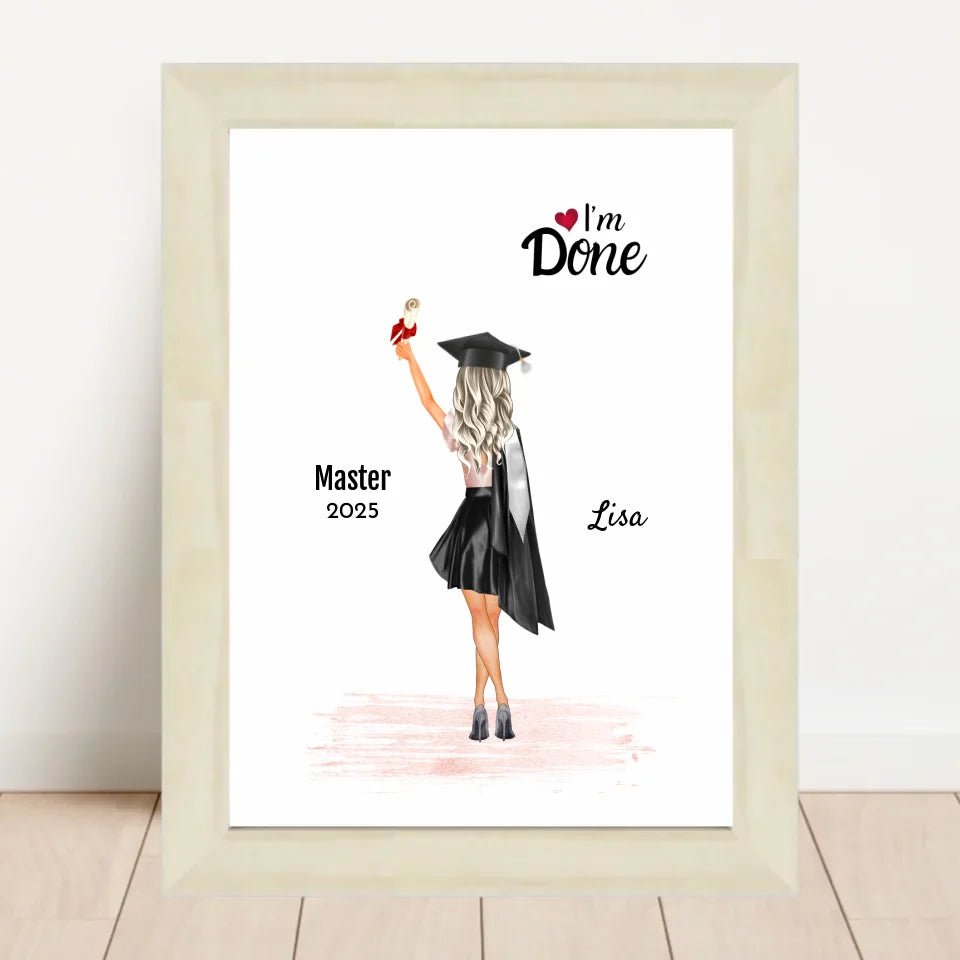 Master Abschluss Geschenk Poster für Frau Mädchen personalisiert - Cantty