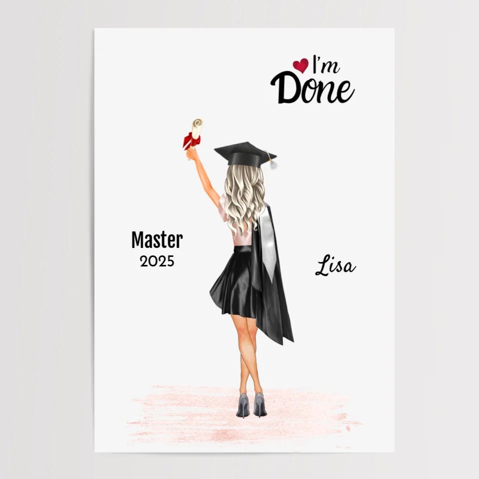 Master Abschluss Geschenk Poster für Frau Mädchen personalisiert - Cantty
