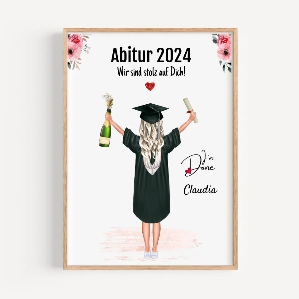 Abitur bestanden Geschenk Mädchen Poster personalisiert - Cantty