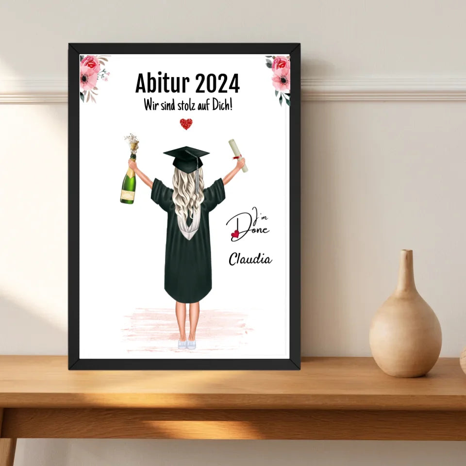Abitur bestanden Geschenk Mädchen Poster personalisiert - Cantty