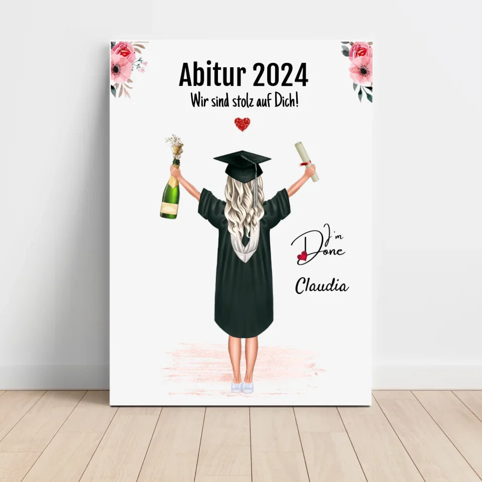 Abitur bestanden Geschenk Mädchen Poster personalisiert - Cantty