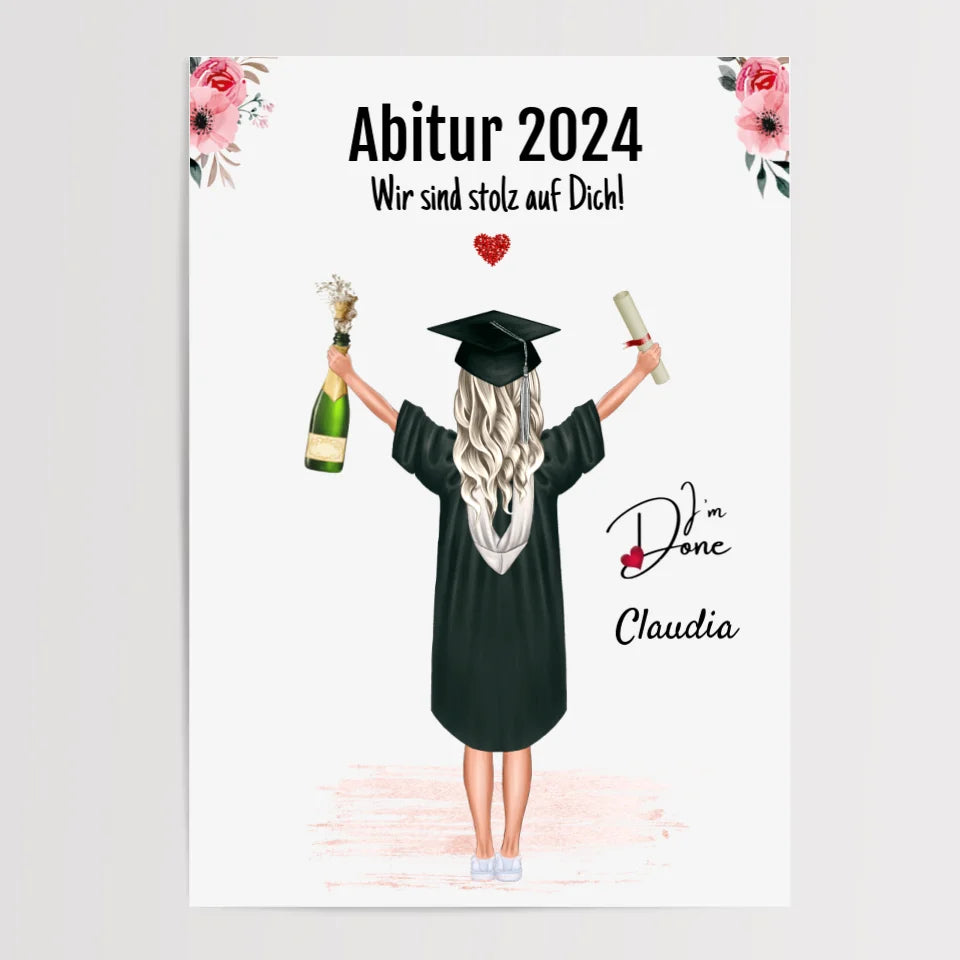 Abitur bestanden Geschenk Mädchen Poster personalisiert - Cantty