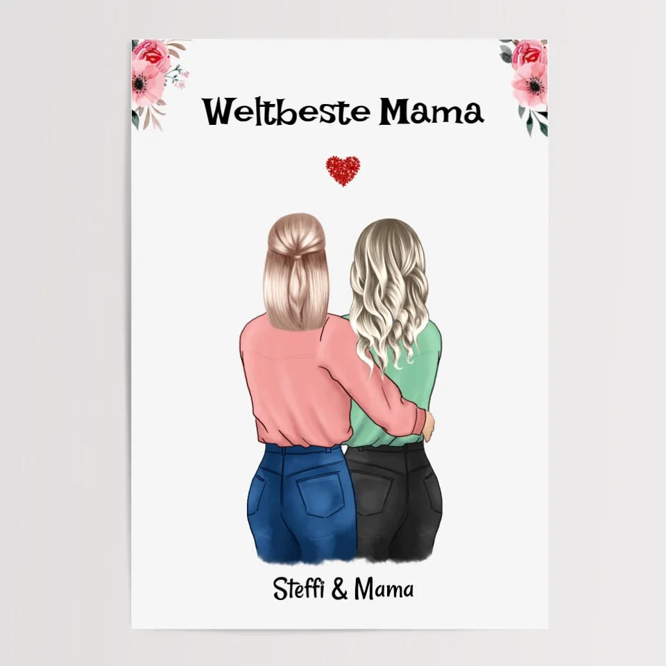 Muttertag Geschenk Mutter Tochter Poster personalisiert - Cantty