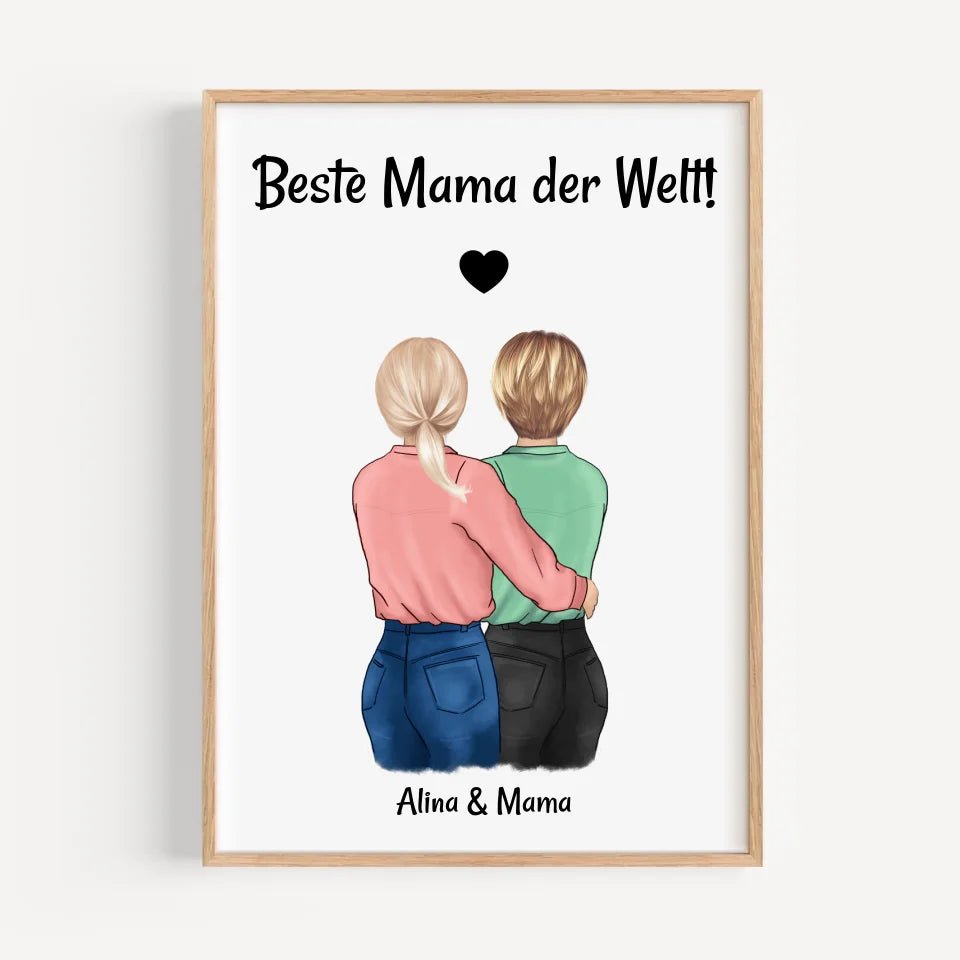 Mutter Tochter Bild personalisiert, Geschenk Muttertag und Geburtstag - Cantty