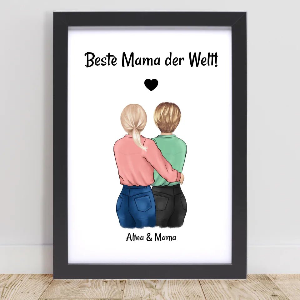 Mutter Tochter Bild personalisiert, Geschenk Muttertag und Geburtstag - Cantty