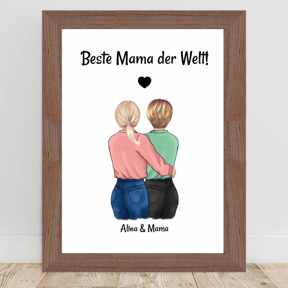 Mutter Tochter Bild personalisiert, Geschenk Muttertag und Geburtstag - Cantty