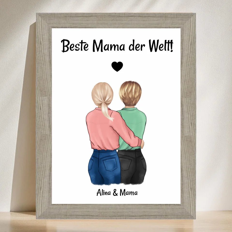 Mutter Tochter Bild personalisiert, Geschenk Muttertag und Geburtstag - Cantty