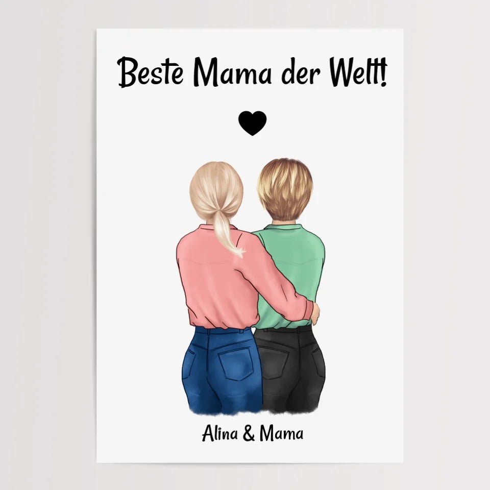 Mutter Tochter Bild personalisiert, Geschenk Muttertag und Geburtstag - Cantty