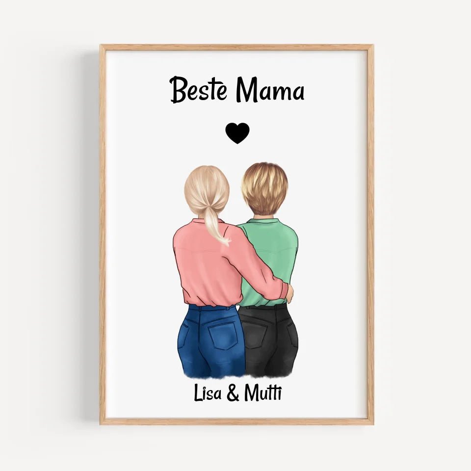 Muttertag Geschenk Poster personalisiert, Mutter und Tochter Bild - Cantty