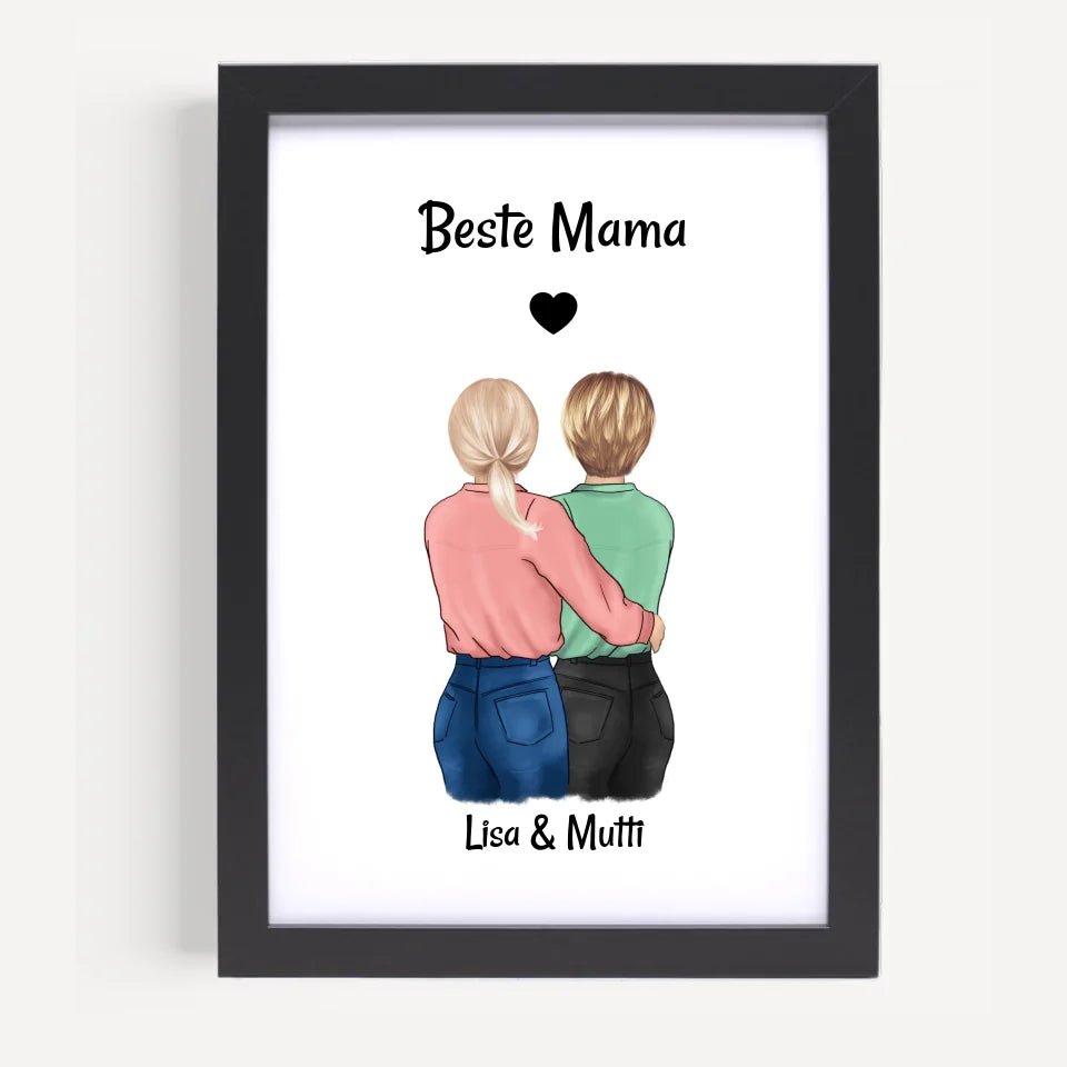 Muttertag Geschenk Poster personalisiert, Mutter und Tochter Bild - Cantty