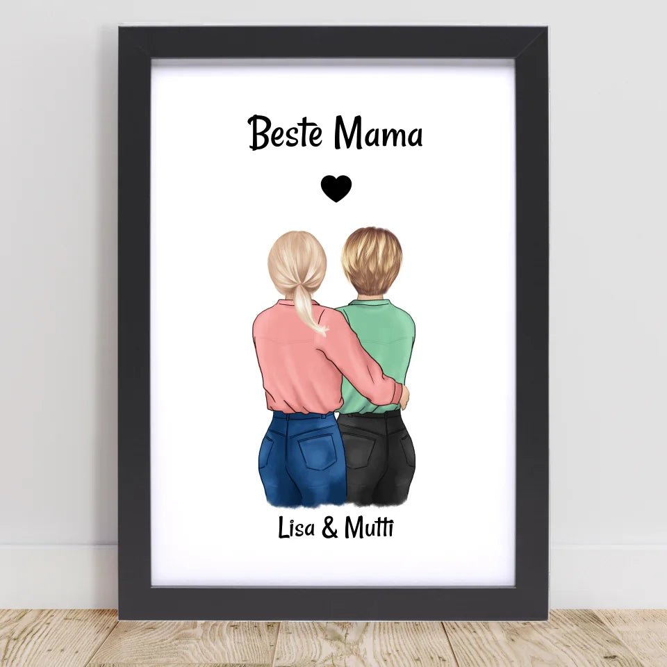 Muttertag Geschenk Poster personalisiert, Mutter und Tochter Bild - Cantty