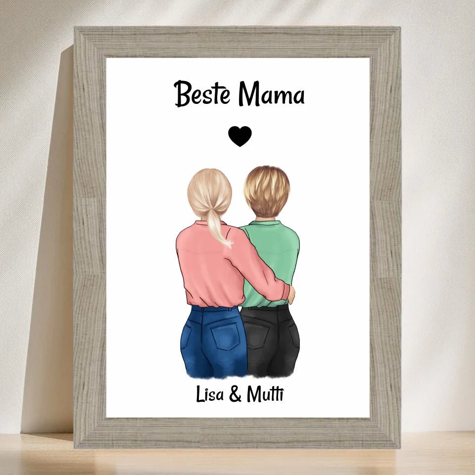 Muttertag Geschenk Poster personalisiert, Mutter und Tochter Bild - Cantty