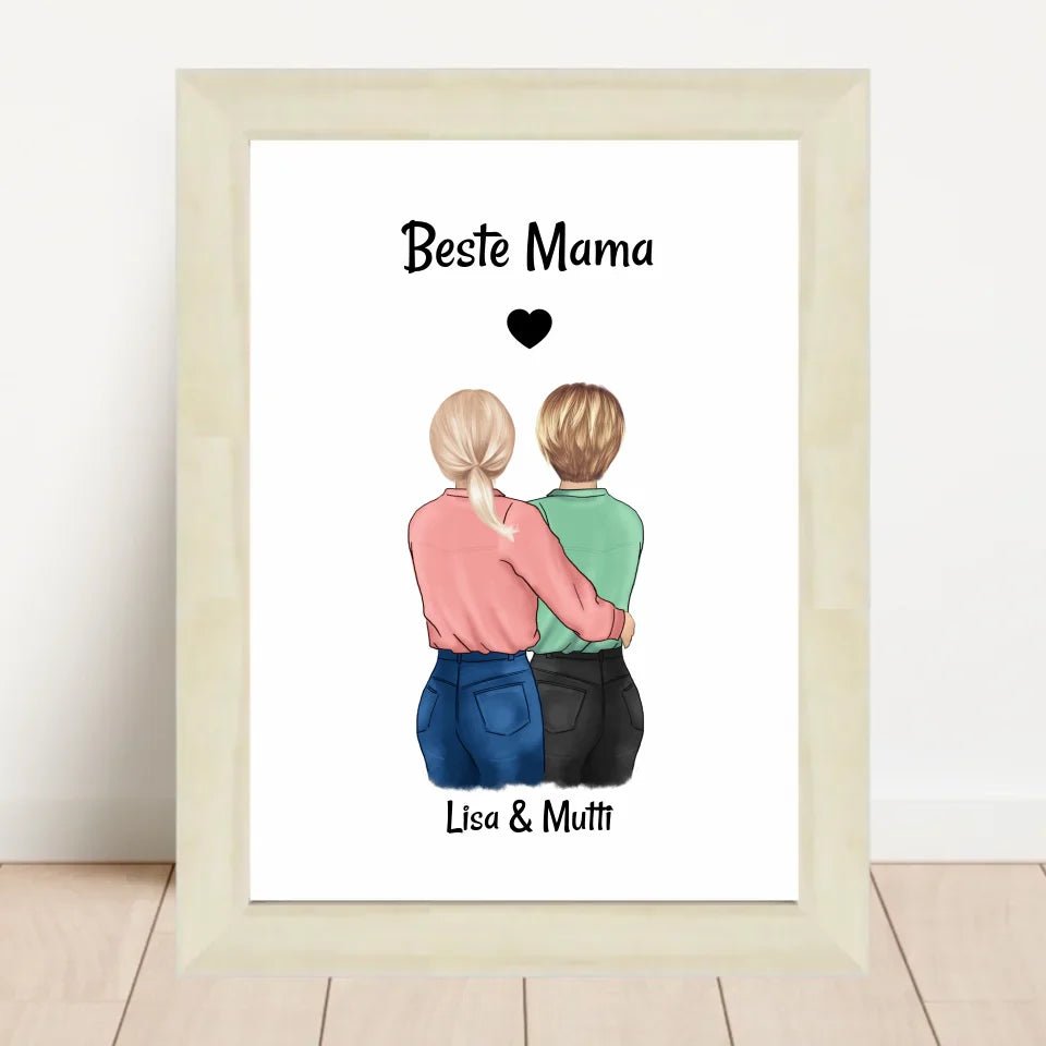 Muttertag Geschenk Poster personalisiert, Mutter und Tochter Bild - Cantty