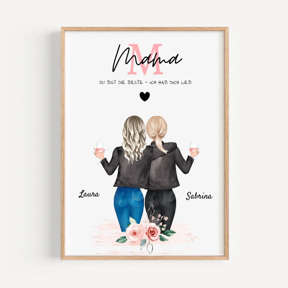 Muttertag Bild Geschenk personalisiert Mutter und Tochter - Cantty
