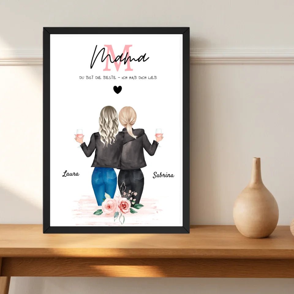 Muttertag Bild Geschenk personalisiert Mutter und Tochter - Cantty