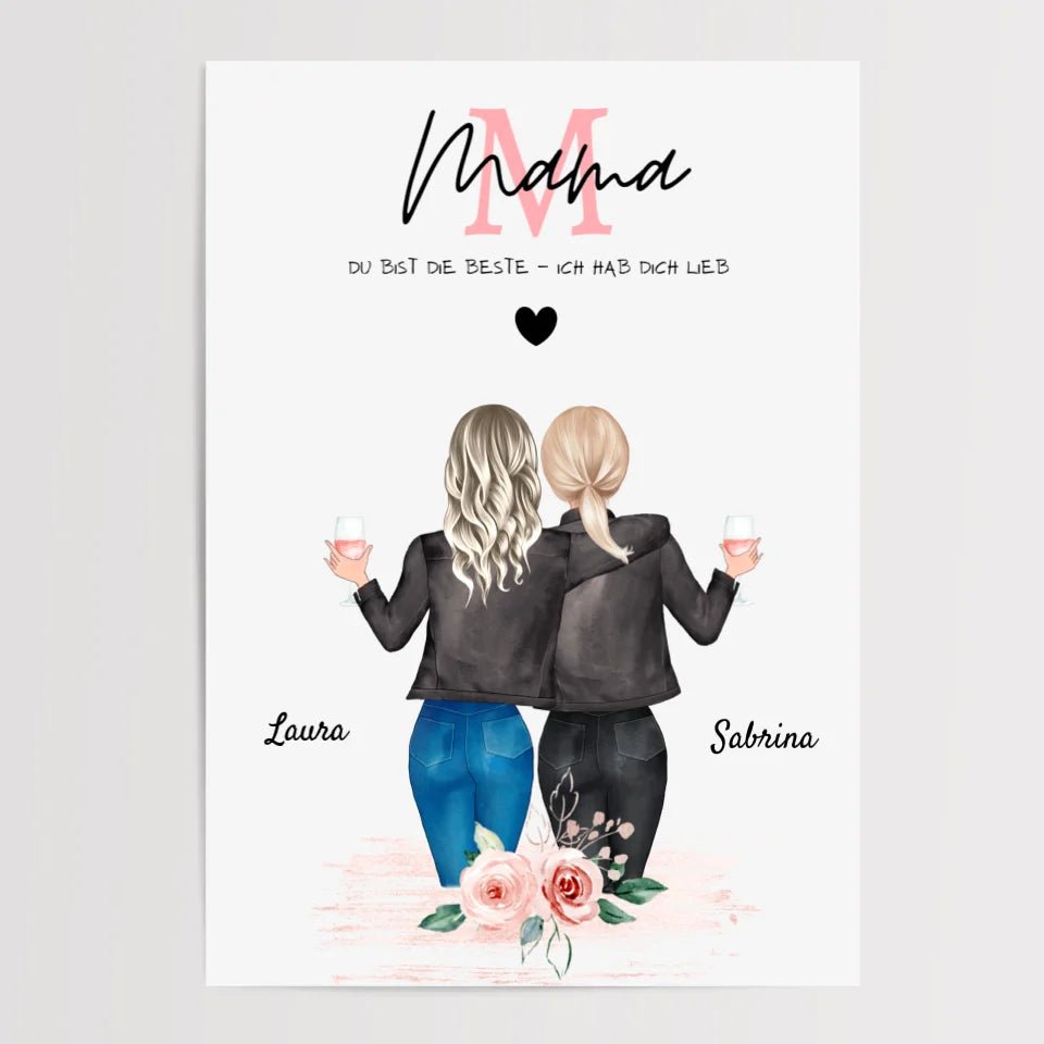 Muttertag Bild Geschenk personalisiert Mutter und Tochter - Cantty