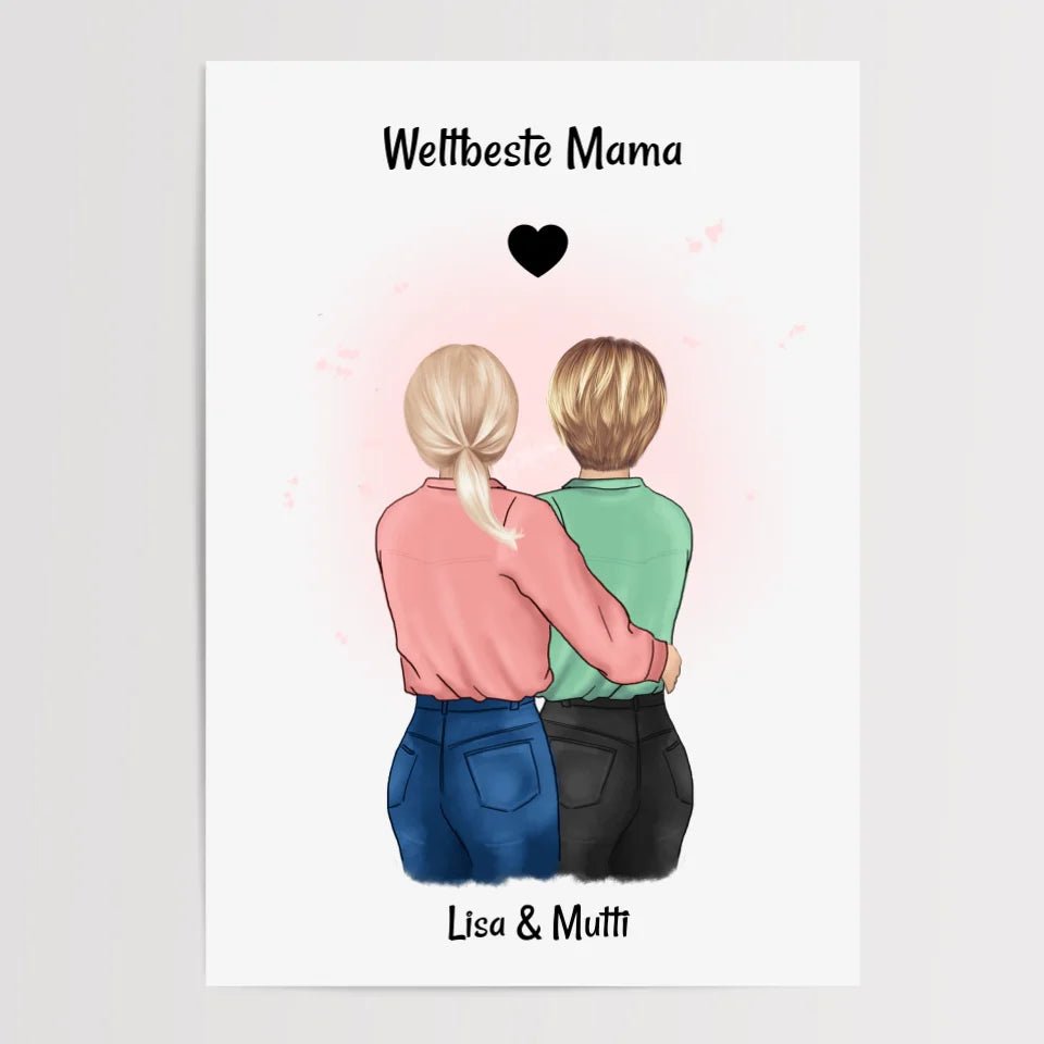 Mama und Tochter Bild Geschenk gestalten - Cantty