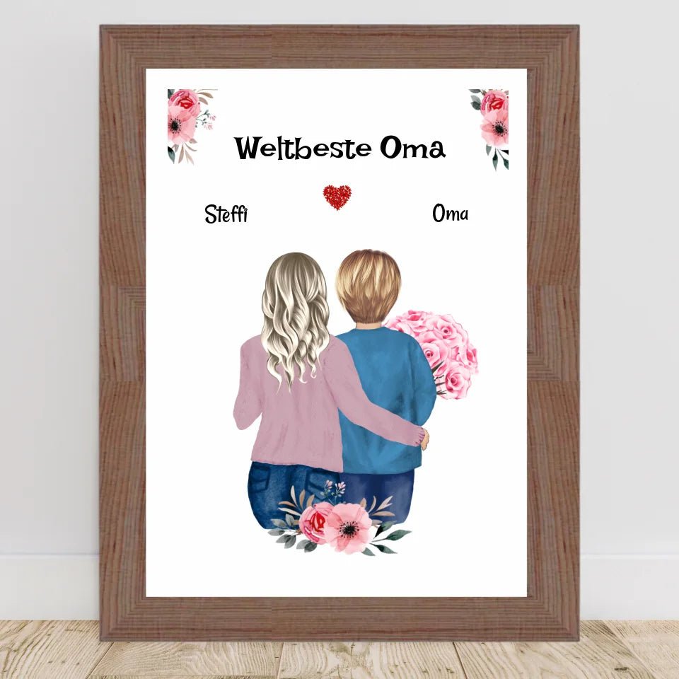 Oma Enkelin Geschenk Bild personalisiert - Cantty