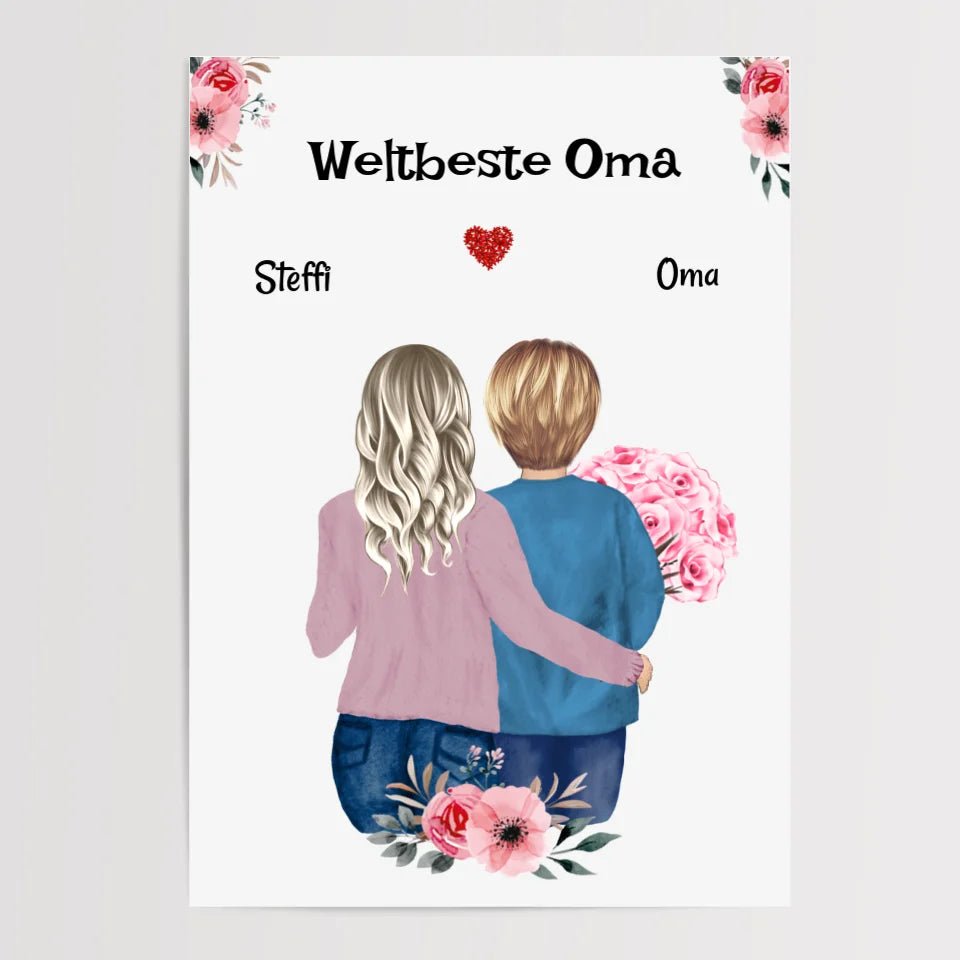 Oma Enkelin Geschenk Bild personalisiert - Cantty